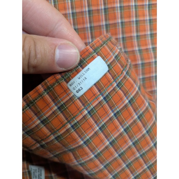 VTG Ralph Lauren Shirt Men Medium Orange Plaid Classic Fit Button Front Oxford - Picture 7 of 10